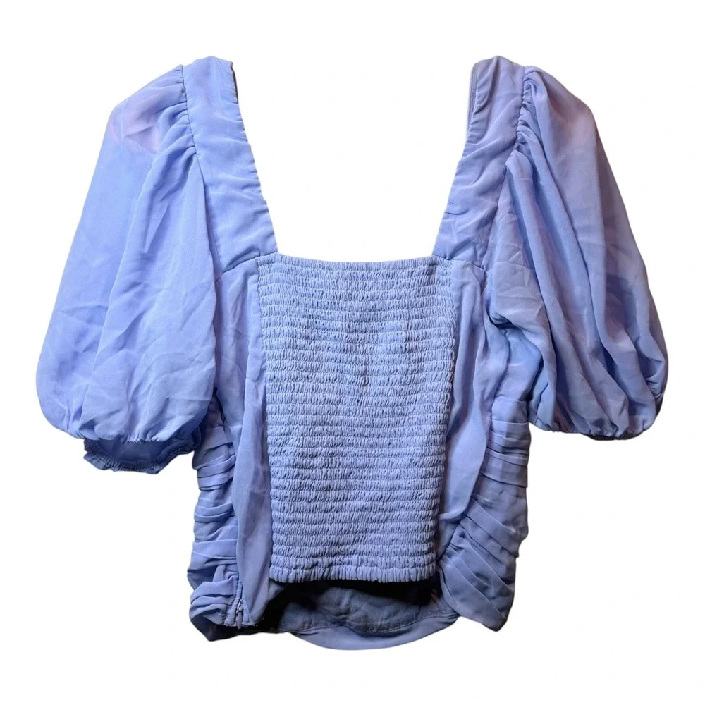 Abercrombie & Fitch Women's M Lavender Ruched Puff Sleeve Crop Top Coquette Y2K